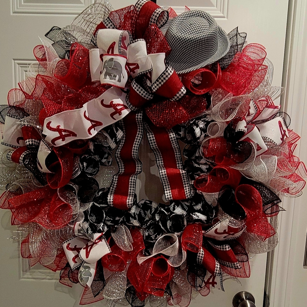 SOLD---Red and Black Decorative Wreath